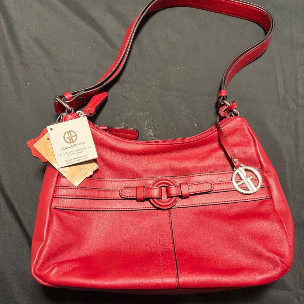 Giani Bernini Red Nappa Leather Hobo Shoulder Bag NWT Adjustable Strap